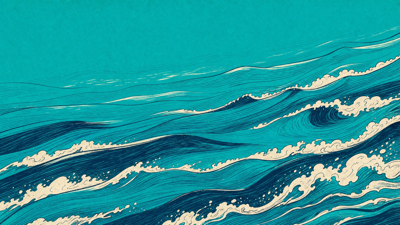 Desenho de mar e espuma em camadas